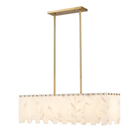 Z-Lite Viviana Linear Chandelier, 5-Light, 11.5 In.W x 40.75 In.L x 11.5 In.H, Rubbed Brass/Alabaster 345-40L-RB